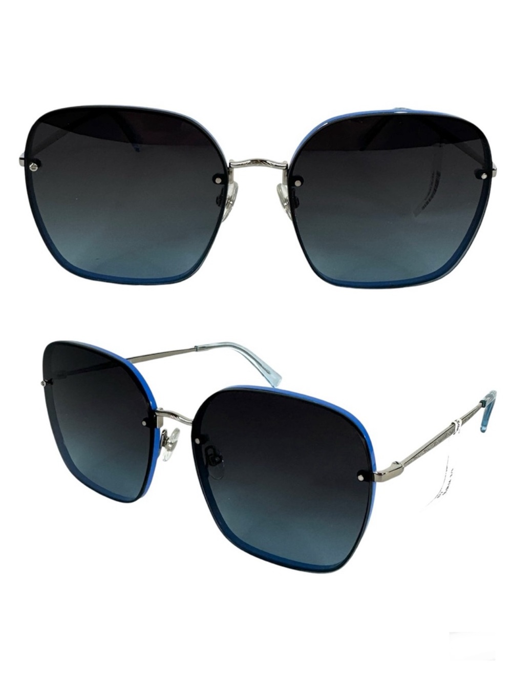 REBECCA MINKOFF Gloria 3/S Sunglasses NEW Blue Silver Square